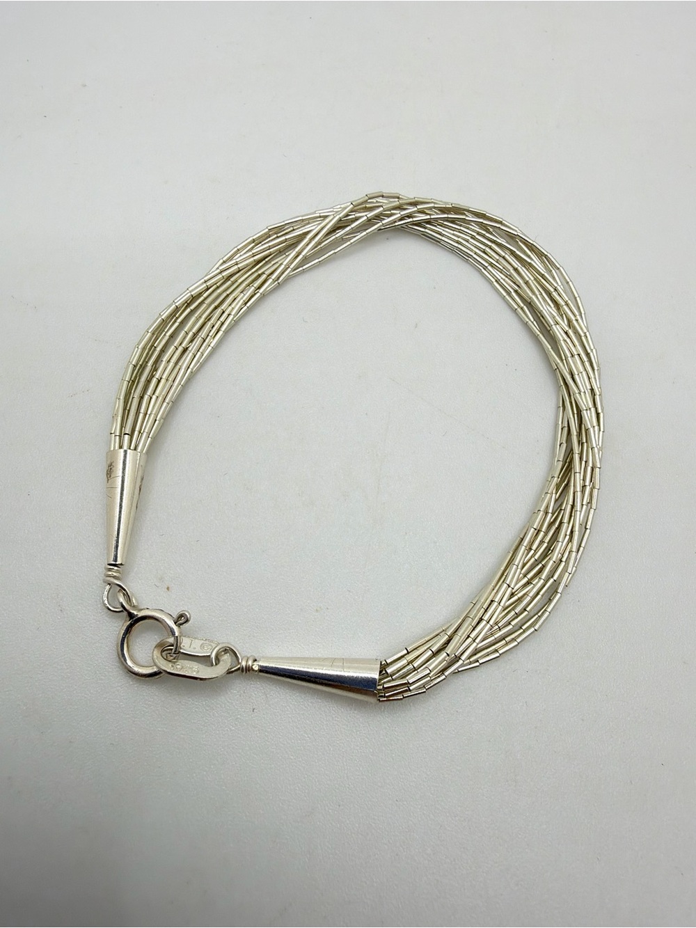 7" Possible "Quoc Turquoise" native-style multi-strand, liquid 925 bracelet!